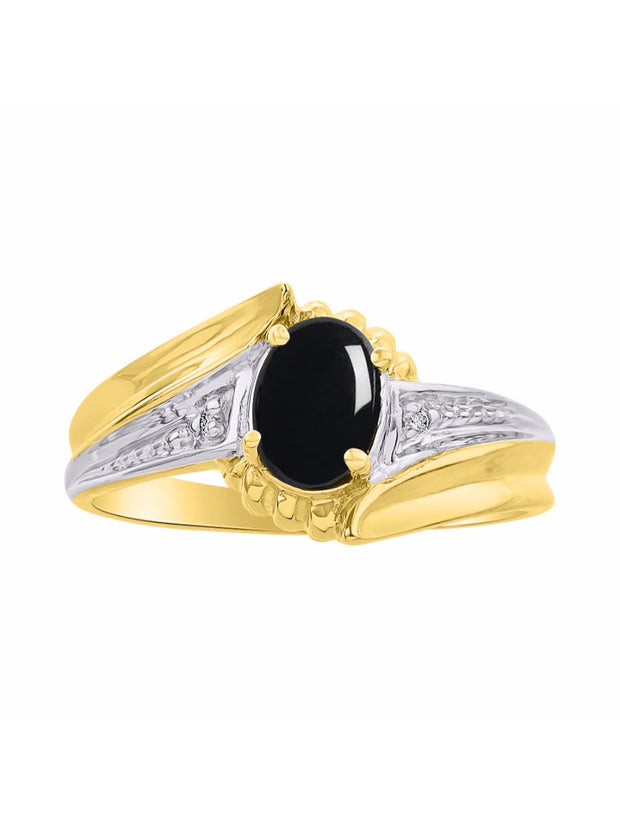 Rylos 14K Yellow Gold Swirl Z Ring with 7X5MM Oval Gemstone & Diamond Accent  Exquisite Color Stone Birthstone Jewelry for Women  Available in Sizes 5-10