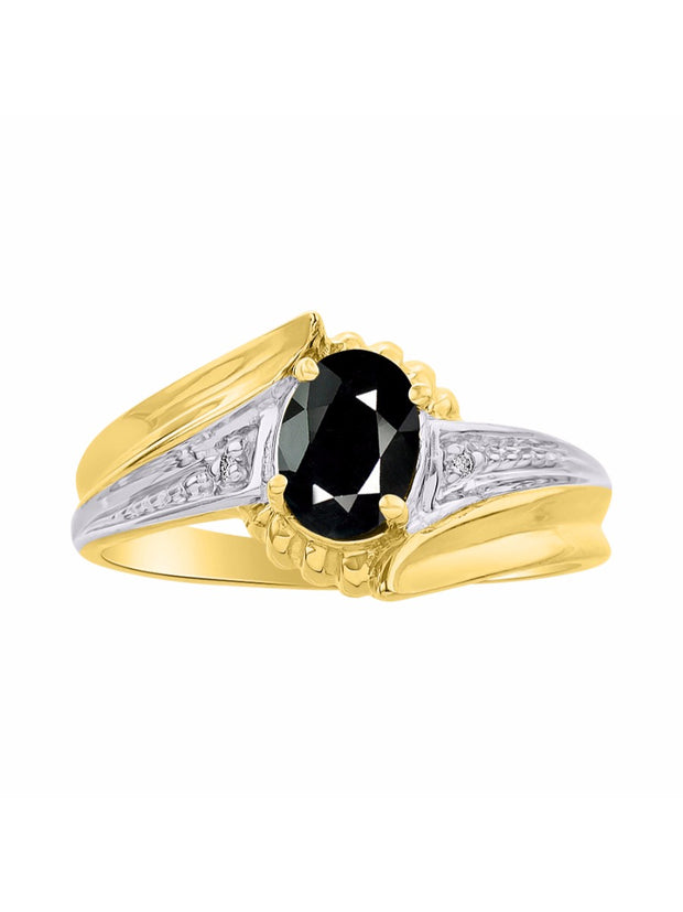 Rylos 14K Yellow Gold Swirl Z Ring with 7X5MM Oval Gemstone & Diamond Accent  Exquisite Color Stone Birthstone Jewelry for Women  Available in Sizes 5-10