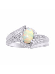 Rylos 14K White Gold Swirl Z Ring with 7X5MM Oval Gemstone & Diamond Accent  Exquisite Color Stone Birthstone Jewelry for Women  Available in Sizes 5-10