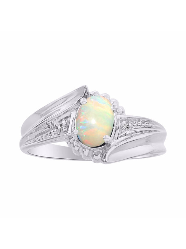 Rylos Swirl Z Ring with 7X5MM Oval Gemstone & Diamond Accent  Elegant Birthstone Jewelry for Women in Sterling Silver  Available in Sizes 5-10