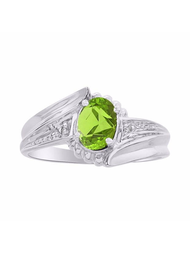 Rylos Swirl Z Ring with 7X5MM Oval Gemstone & Diamond Accent  Elegant Birthstone Jewelry for Women in Sterling Silver  Available in Sizes 5-10