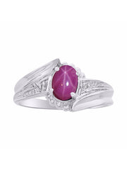 Rylos Swirl Z Ring with 7X5MM Oval Gemstone & Diamond Accent  Elegant Birthstone Jewelry for Women in Sterling Silver  Available in Sizes 5-10