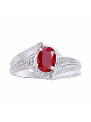 Rylos 14K White Gold Swirl Z Ring with 7X5MM Oval Gemstone & Diamond Accent  Exquisite Color Stone Birthstone Jewelry for Women  Available in Sizes 5-10