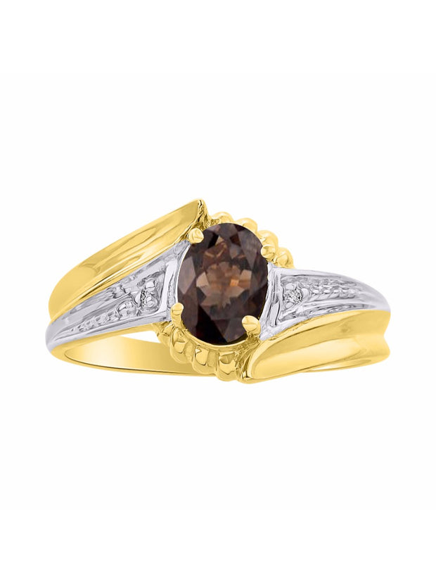 Rylos 14K Yellow Gold Swirl Z Ring with 7X5MM Oval Gemstone & Diamond Accent  Exquisite Color Stone Birthstone Jewelry for Women  Available in Sizes 5-10