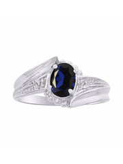 Rylos Swirl Z Ring with 7X5MM Oval Gemstone & Diamond Accent  Elegant Birthstone Jewelry for Women in Sterling Silver  Available in Sizes 5-10