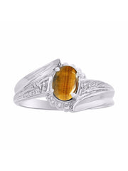 Rylos Swirl Z Ring with 7X5MM Oval Gemstone & Diamond Accent  Elegant Birthstone Jewelry for Women in Sterling Silver  Available in Sizes 5-10