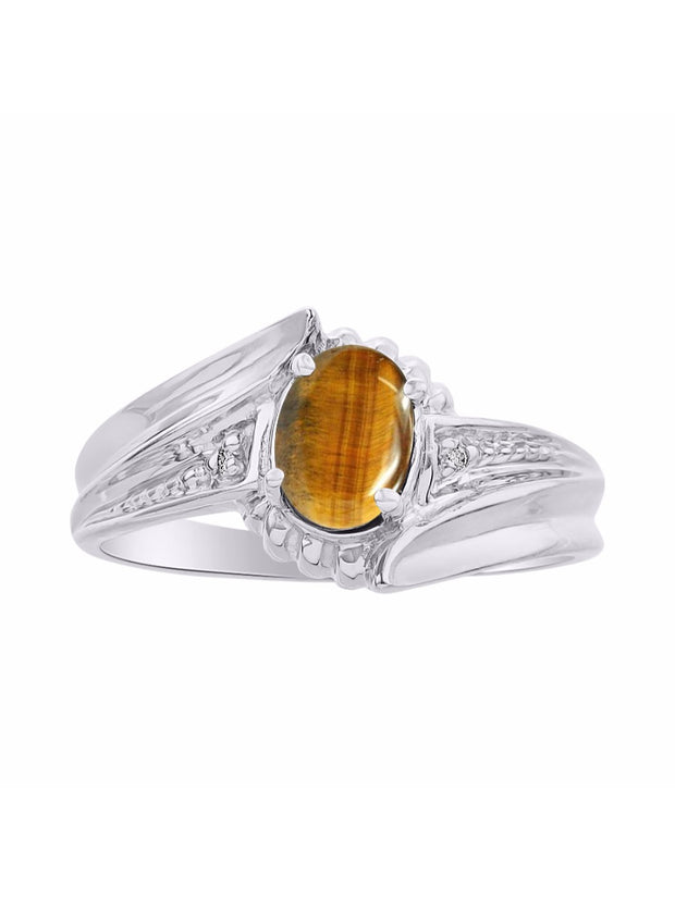 Rylos 14K White Gold Swirl Z Ring with 7X5MM Oval Gemstone & Diamond Accent  Exquisite Color Stone Birthstone Jewelry for Women  Available in Sizes 5-10