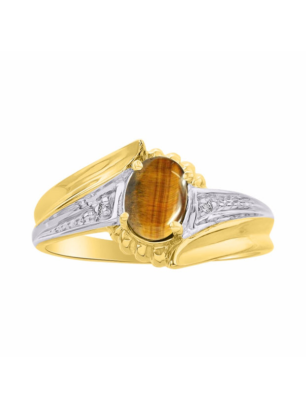 Rylos 14K Yellow Gold Swirl Z Ring with 7X5MM Oval Gemstone & Diamond Accent  Exquisite Color Stone Birthstone Jewelry for Women  Available in Sizes 5-10