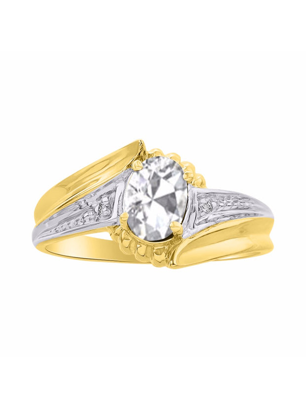 Rylos 14K Yellow Gold Swirl Z Ring with 7X5MM Oval Gemstone & Diamond Accent  Exquisite Color Stone Birthstone Jewelry for Women  Available in Sizes 5-10