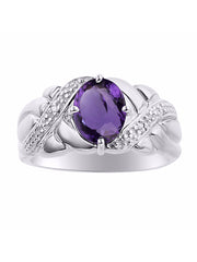 Rylos Classic Ring with 9X7MM Oval Gemstone & Diamonds  Radiant Birthstone Color Stone Jewelry for Women in Sterling Silver  Available in Sizes 5-13