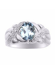 Rylos 14K White Gold Classic Ring with 9X7MM Oval Gemstone & Sparkling Diamonds  Exquisite Gem Jewelry for Women  Available in Sizes 5-10