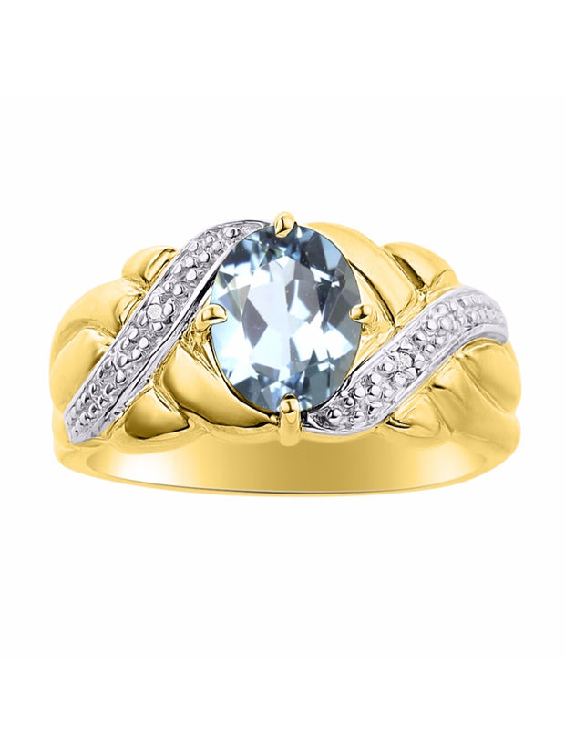 Rylos 14K Yellow Gold Classic Ring with 9X7MM Oval Gemstone & Sparkling Diamonds  Exquisite Gem Jewelry for Women  Available in Sizes 5-10