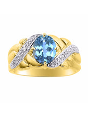 Rylos Classic Ring with 9X7MM Oval Gemstone & Diamonds  Radiant Birthstone Color Stone Jewelry for Women In Yellow Gold Plated Silver  Available in Sizes 5-13