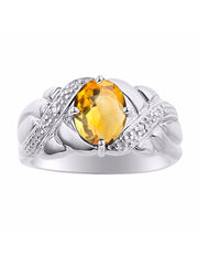 Rylos 14K White Gold Classic Ring with 9X7MM Oval Gemstone & Sparkling Diamonds  Exquisite Gem Jewelry for Women  Available in Sizes 5-10