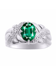 Rylos Classic Ring with 9X7MM Oval Gemstone & Diamonds  Radiant Birthstone Color Stone Jewelry for Women in Sterling Silver  Available in Sizes 5-13