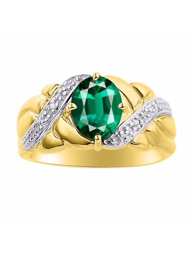 Rylos 14K Yellow Gold Classic Ring with 9X7MM Oval Gemstone & Sparkling Diamonds  Exquisite Gem Jewelry for Women  Available in Sizes 5-10