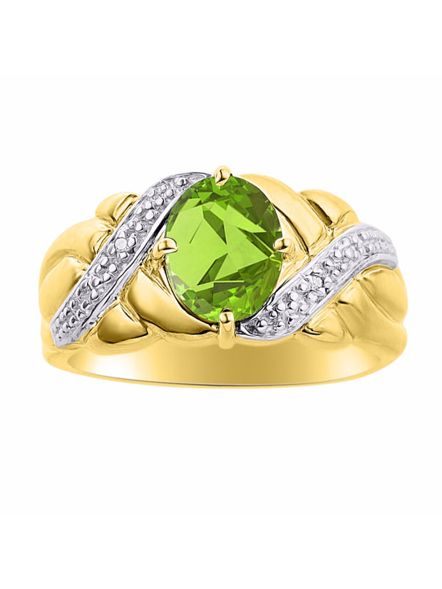 Rylos 14K Yellow Gold Classic Ring with 9X7MM Oval Gemstone & Sparkling Diamonds  Exquisite Gem Jewelry for Women  Available in Sizes 5-10