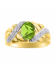 Rylos Classic Ring with 9X7MM Oval Gemstone & Diamonds  Radiant Birthstone Color Stone Jewelry for Women In Yellow Gold Plated Silver  Available in Sizes 5-13