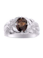 Rylos 14K White Gold Classic Ring with 9X7MM Oval Gemstone & Sparkling Diamonds  Exquisite Gem Jewelry for Women  Available in Sizes 5-10