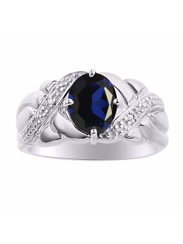 Rylos 14K White Gold Classic Ring with 9X7MM Oval Gemstone & Sparkling Diamonds  Exquisite Gem Jewelry for Women  Available in Sizes 5-10