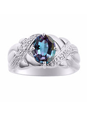 Rylos Classic Ring with 9X7MM Oval Gemstone & Diamonds  Radiant Birthstone Color Stone Jewelry for Women in Sterling Silver  Available in Sizes 5-13