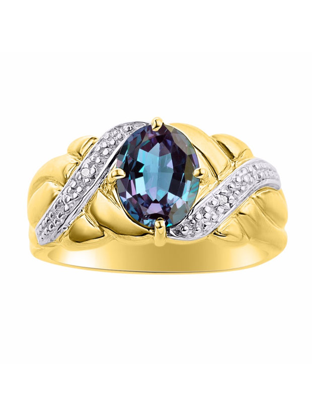 Rylos 14K Yellow Gold Classic Ring with 9X7MM Oval Gemstone & Sparkling Diamonds  Exquisite Gem Jewelry for Women  Available in Sizes 5-10