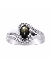 Rylos 14K White Gold Ring Designer Swirl Style : 7X5MM Oval Gemstone & Diamond Accent - Birthstone Jewelry for Women - Available in Sizes 5-10.