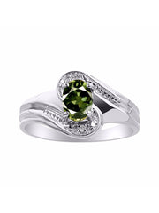 Rylos 14K White Gold Ring Designer Swirl Style : 7X5MM Oval Gemstone & Diamond Accent - Birthstone Jewelry for Women - Available in Sizes 5-10.