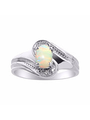 Rylos 14K White Gold Ring Designer Swirl Style : 7X5MM Oval Gemstone & Diamond Accent - Birthstone Jewelry for Women - Available in Sizes 5-10.