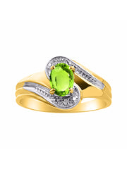 Rylos Designer Swirl Style Ring Yellow Gold Plated Silver 925 : 7X5MM Oval Gemstone & Diamond Accent - Birthstone Jewelry for Women - Available in Sizes 5-10.