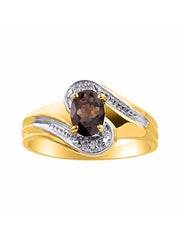 Rylos Designer Swirl Style Ring Yellow Gold Plated Silver 925 : 7X5MM Oval Gemstone & Diamond Accent - Birthstone Jewelry for Women - Available in Sizes 5-10.