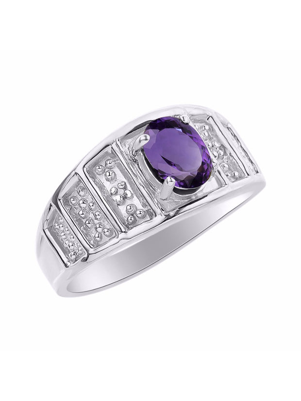 Rylos Classic Style Ring with 7X5MM Oval Gemstone & Diamond Accent  Elegant Birthstone Jewelry for Women and in Sterling Silver  Available in Sizes 5-10