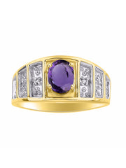 Rylos Classic Style Ring with 7X5MM Oval Gemstone & Diamond Accent  Elegant Birthstone Jewelry for Women and in Yellow Gold Plated Silver  Available in Sizes 5-10