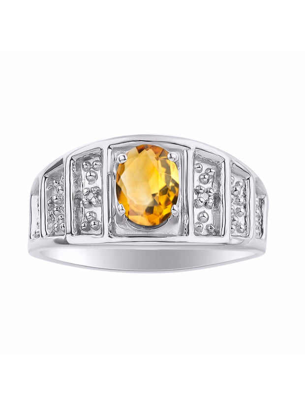 Rylos 14K White Gold Classic Style Ring with 7X5MM Oval Gemstone & Diamond Accent  Elegant Birthstone Jewelry for Women and  Available in Sizes 5-10