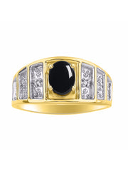 Rylos Classic Style Ring with 7X5MM Oval Gemstone & Diamond Accent  Elegant Birthstone Jewelry for Women and in Yellow Gold Plated Silver  Available in Sizes 5-10