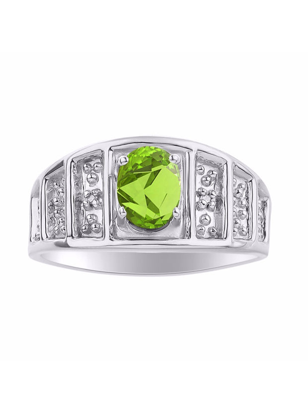 Rylos Classic Style Ring with 7X5MM Oval Gemstone & Diamond Accent  Elegant Birthstone Jewelry for Women and in Sterling Silver  Available in Sizes 5-10