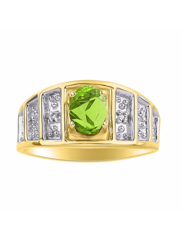 Rylos Classic Style Ring with 7X5MM Oval Gemstone & Diamond Accent  Elegant Birthstone Jewelry for Women and in Yellow Gold Plated Silver  Available in Sizes 5-10