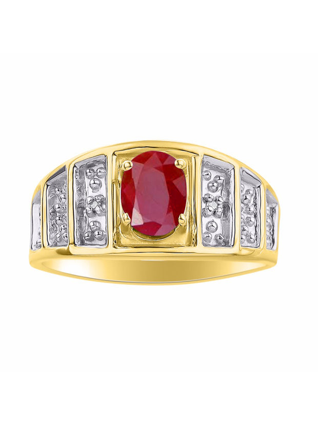 Rylos Classic Style Ring with 7X5MM Oval Gemstone & Diamond Accent  Elegant Birthstone Jewelry for Women and in Yellow Gold Plated Silver  Available in Sizes 5-10