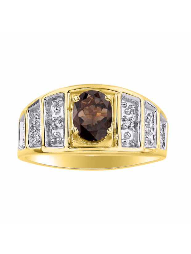 Rylos Classic Style Ring with 7X5MM Oval Gemstone & Diamond Accent  Elegant Birthstone Jewelry for Women and in Yellow Gold Plated Silver  Available in Sizes 5-10