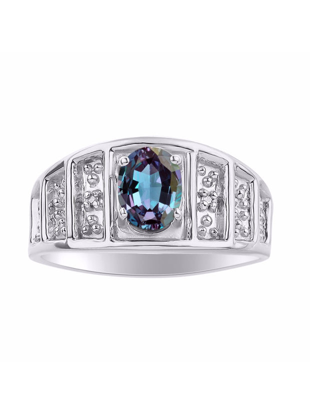 Rylos Classic Style Ring with 7X5MM Oval Gemstone & Diamond Accent  Elegant Birthstone Jewelry for Women and in Sterling Silver  Available in Sizes 5-10