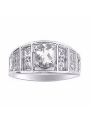 Rylos 14K White Gold Classic Style Ring with 7X5MM Oval Gemstone & Diamond Accent  Elegant Birthstone Jewelry for Women and  Available in Sizes 5-10