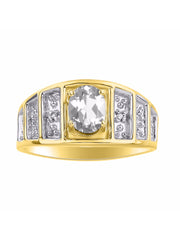 Rylos Classic Style Ring with 7X5MM Oval Gemstone & Diamond Accent  Elegant Birthstone Jewelry for Women and in Yellow Gold Plated Silver  Available in Sizes 5-10