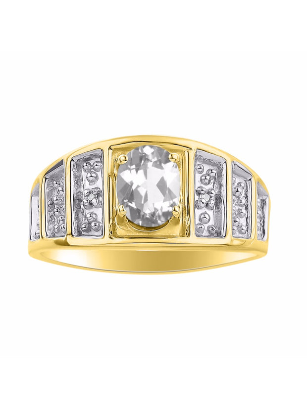 Rylos 14K Yellow Gold Classic Style Ring with 7X5MM Oval Gemstone & Diamond Accent  Elegant Birthstone Jewelry for Women and  Available in Sizes 5-10