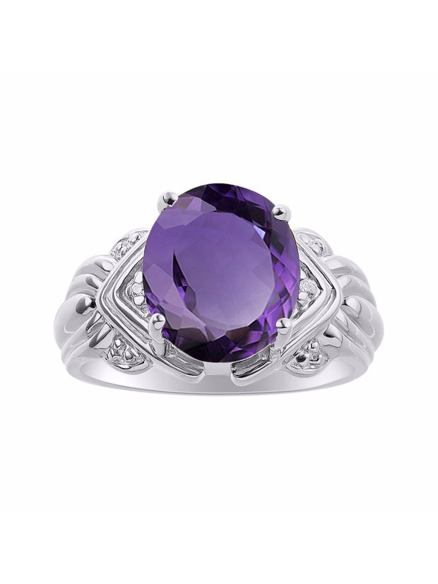 Rylos 14K White Gold Ring with 12X10MM Gemstone & Diamonds  Striking Ring for Middle or Pointer Finger  Exquisite Color Stone Jewelry for Women  Available in Sizes 5-13