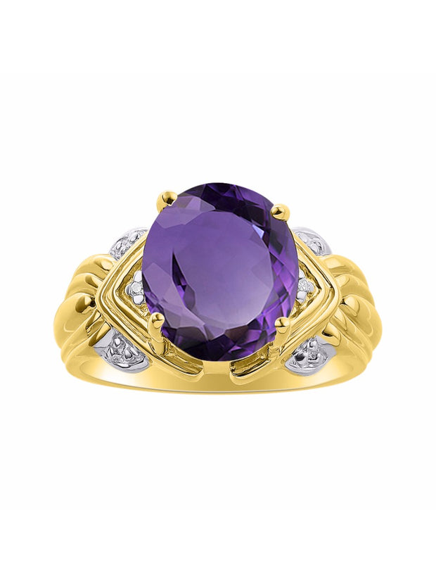 Rylos 14K Yellow Gold Ring with 12X10MM Gemstone & Diamonds  Striking Ring for Middle or Pointer Finger  Exquisite Color Stone Jewelry for Women  Available in Sizes 5-13