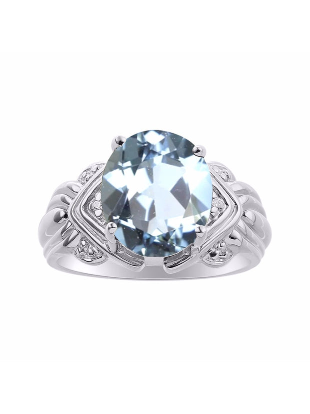 Rylos 14K White Gold Ring with 12X10MM Gemstone & Diamonds  Striking Ring for Middle or Pointer Finger  Exquisite Color Stone Jewelry for Women  Available in Sizes 5-13