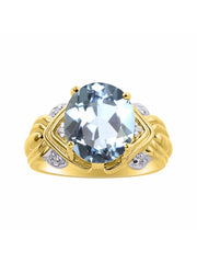 Rylos 14K Yellow Gold Ring with 12X10MM Gemstone & Diamonds  Striking Ring for Middle or Pointer Finger  Exquisite Color Stone Jewelry for Women  Available in Sizes 5-13