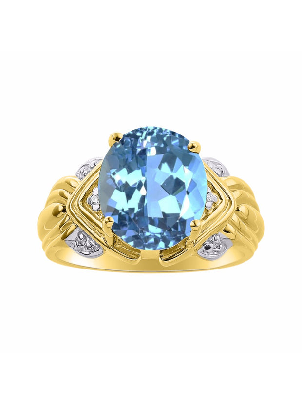 Rylos 14K Yellow Gold Ring with 12X10MM Gemstone & Diamonds  Striking Ring for Middle or Pointer Finger  Exquisite Color Stone Jewelry for Women  Available in Sizes 5-13