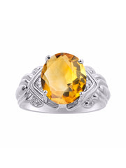 Rylos 14K White Gold Ring with 12X10MM Gemstone & Diamonds  Striking Ring for Middle or Pointer Finger  Exquisite Color Stone Jewelry for Women  Available in Sizes 5-13