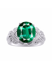 Rylos 14K White Gold Ring with 12X10MM Gemstone & Diamonds  Striking Ring for Middle or Pointer Finger  Exquisite Color Stone Jewelry for Women  Available in Sizes 5-13